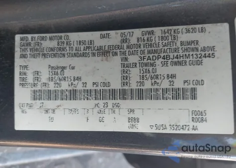 2017 Ford Fiesta Se from USA, damaged, VIN 3FADP4BJ4HM132445